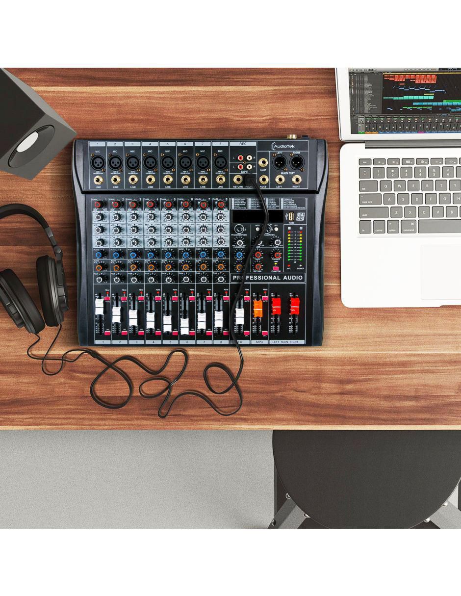 Mezcladora Amplificada Mixer MKZ-MEZCLA8CHNEG 6