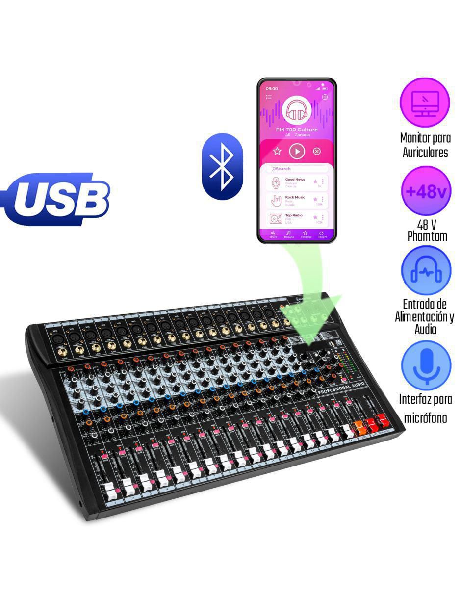 Mezcladora Mixer MKZ-MEZCL16CHNEG 6