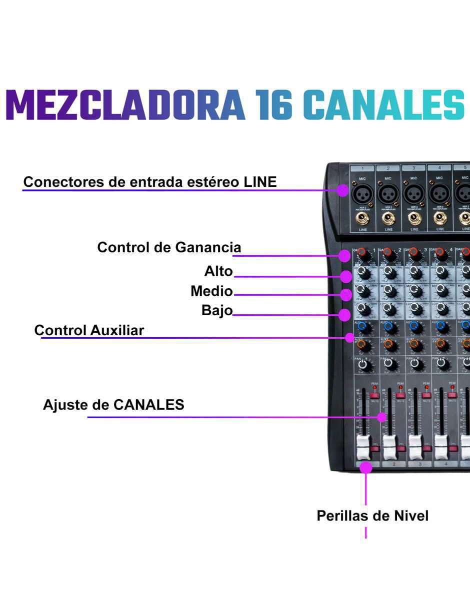 Mezcladora Mixer MKZ-MEZCL16CHNEG 9