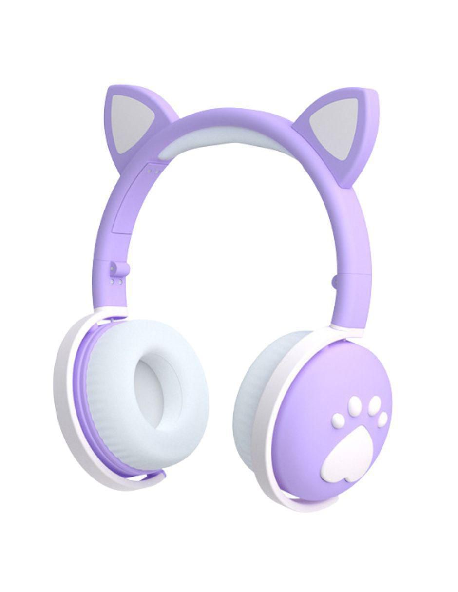 Audífono on ear gadgets & fun audífonos bluetooth gato huellas alámbrica e inalámbrica con no