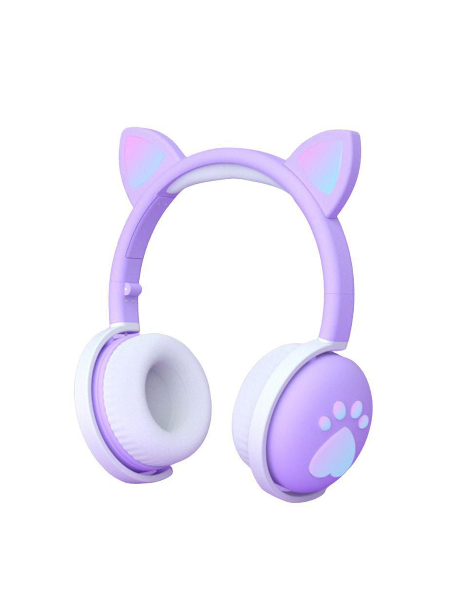 Audífono on ear gadgets & fun audífonos bluetooth gato huellas alámbrica e inalámbrica con no