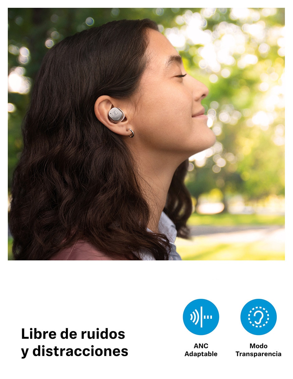 AUDÍFONO TRUE WIRELESS SENNH, PLATEADON