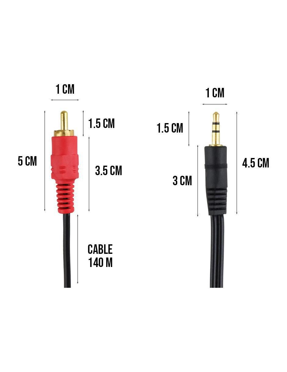 Cable RCA a tipo auxiliar 3.5 mm de 1.4 m 2