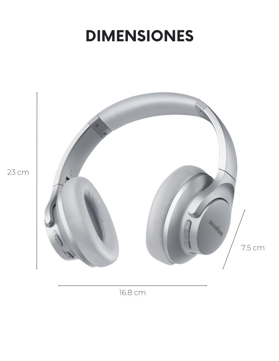 AUDÍFONOS OVER-EAR SOUNDCORE, PLATEADO