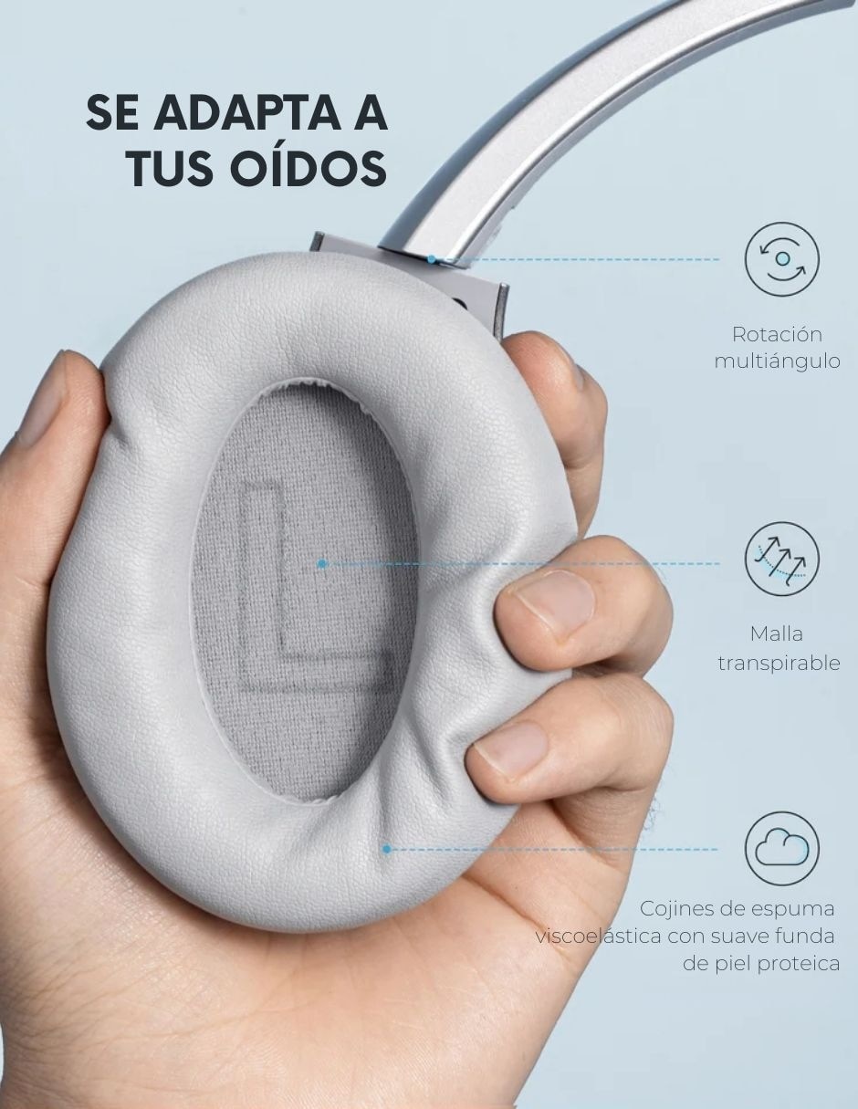AUDÍFONOS OVER-EAR SOUNDCORE, PLATEADO