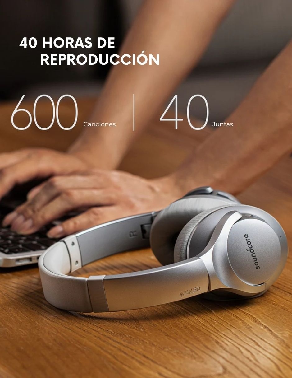 AUDÍFONOS OVER-EAR SOUNDCORE, PLATEADO