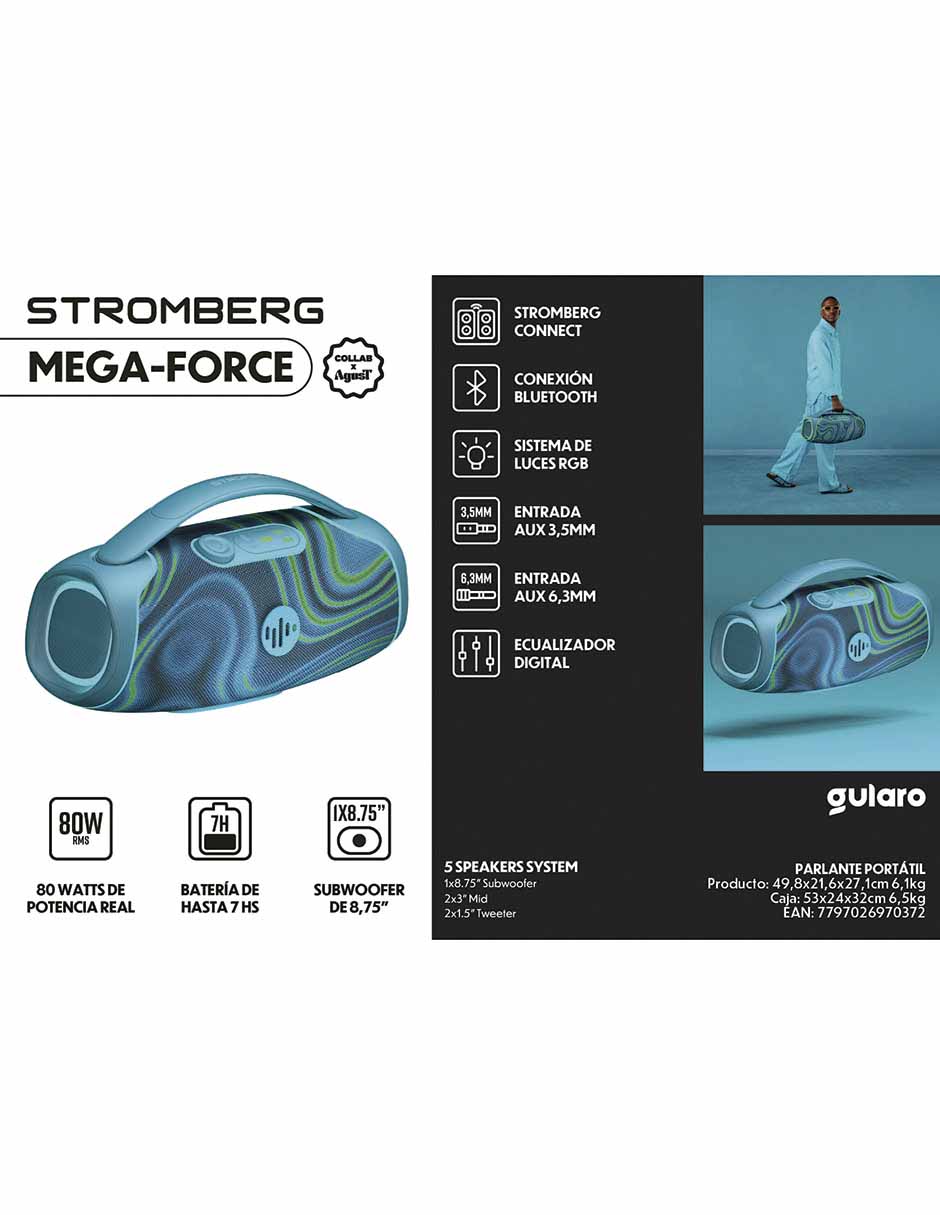 Bocina portátil Mega-Force bluetooth 13