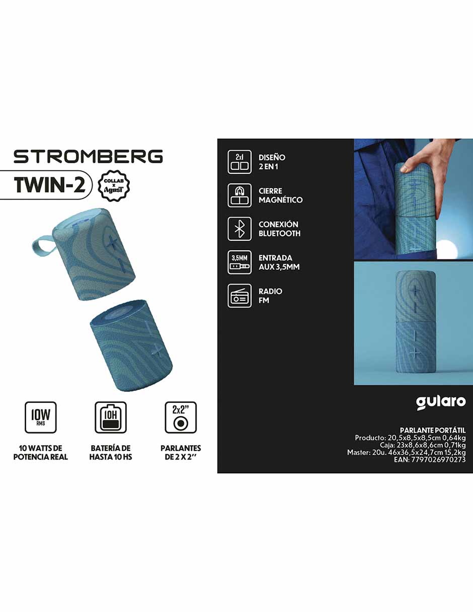 Bocina portátil Twin-2 bluetooth 12