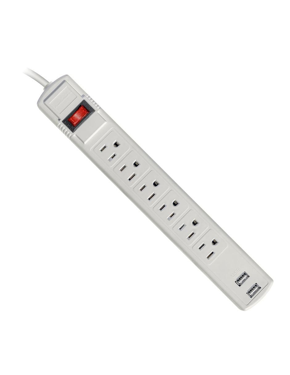 Multicontacto abm906 de 6 contactos 2 puertos USB y 1 puerto USB C