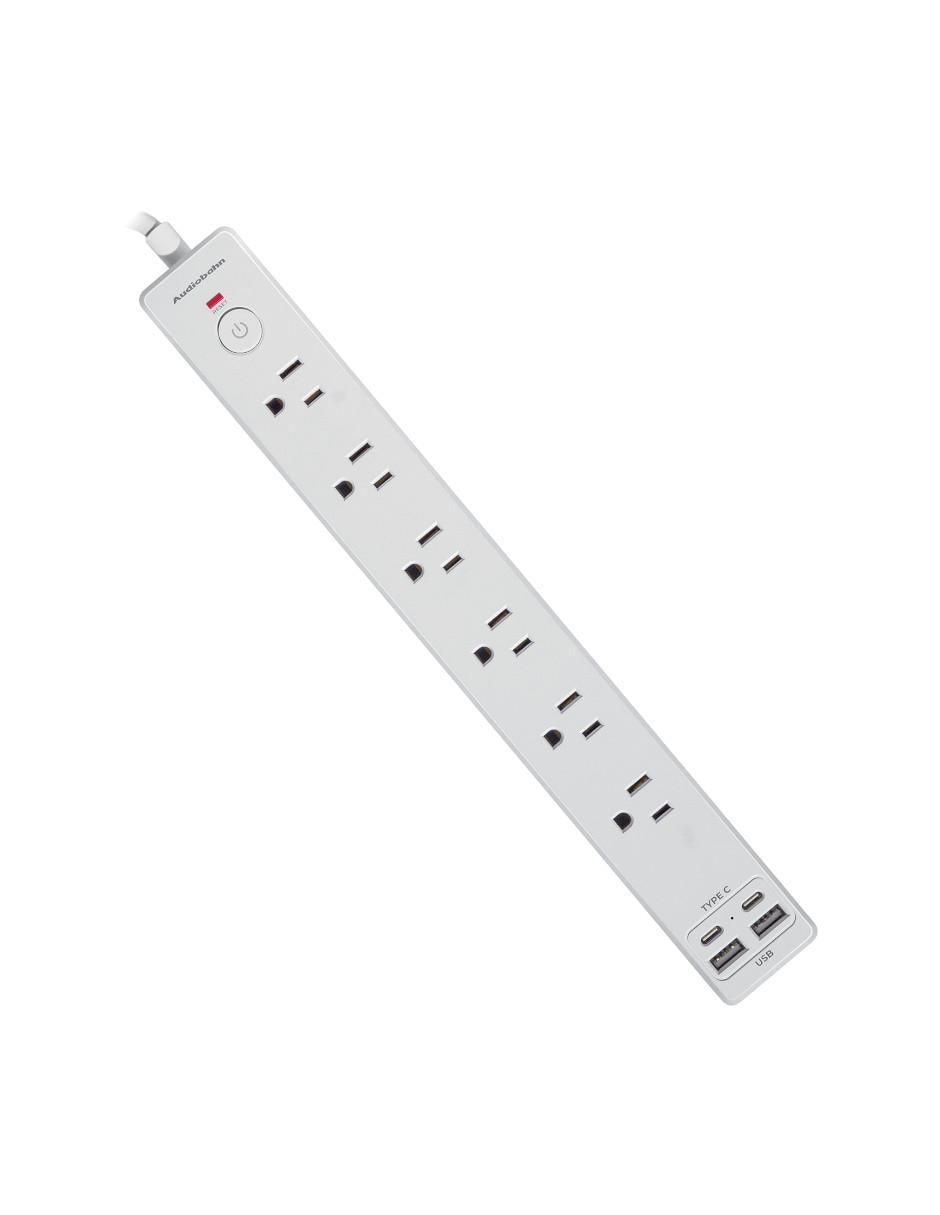 Multicontacto abm1106 de 6 contactos 2 puertos USB y 1 puerto USB C
