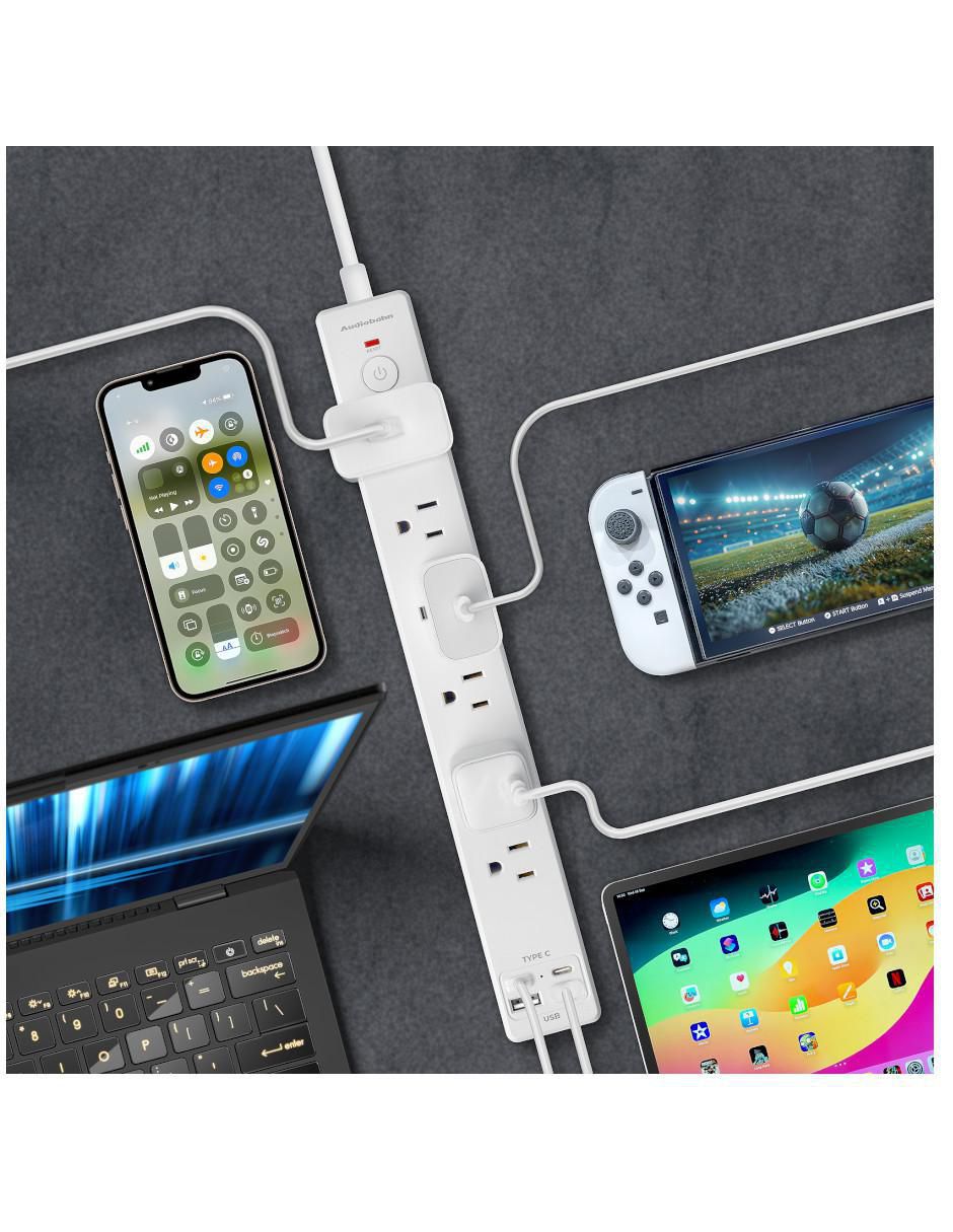 Multicontacto abm1106 de 6 contactos 2 puertos USB y 1 puerto USB C 3