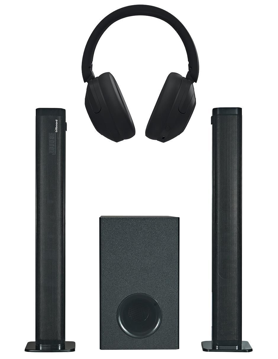 Set de bocinas BARRA CARBONO 2.1 + AUDÍFONOS ON EAR UNITE bluetooth 2
