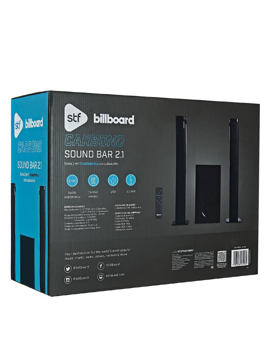 Barra de sonido Carbono 2.1 con subwoofer 8