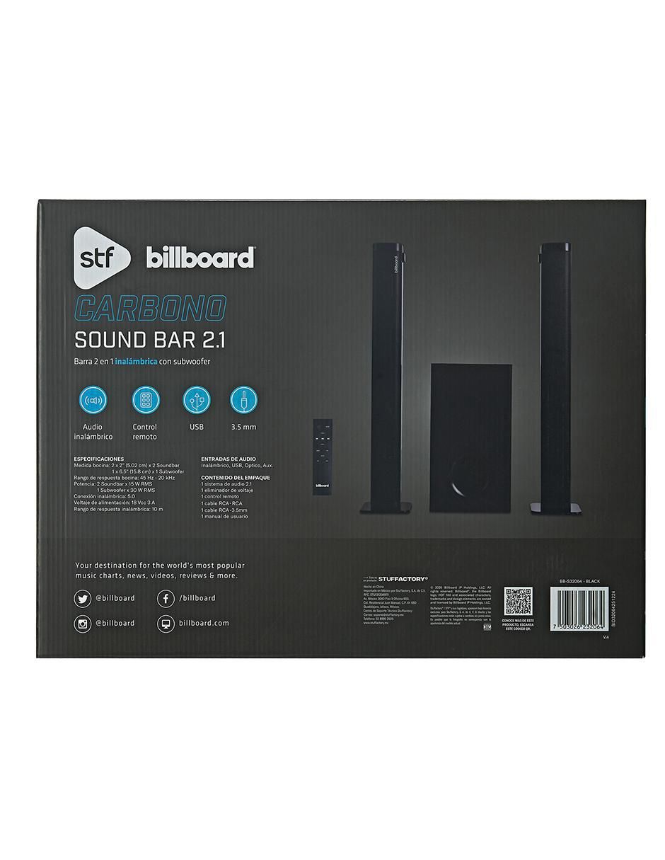 Barra de sonido Carbono 2.1 con subwoofer 11