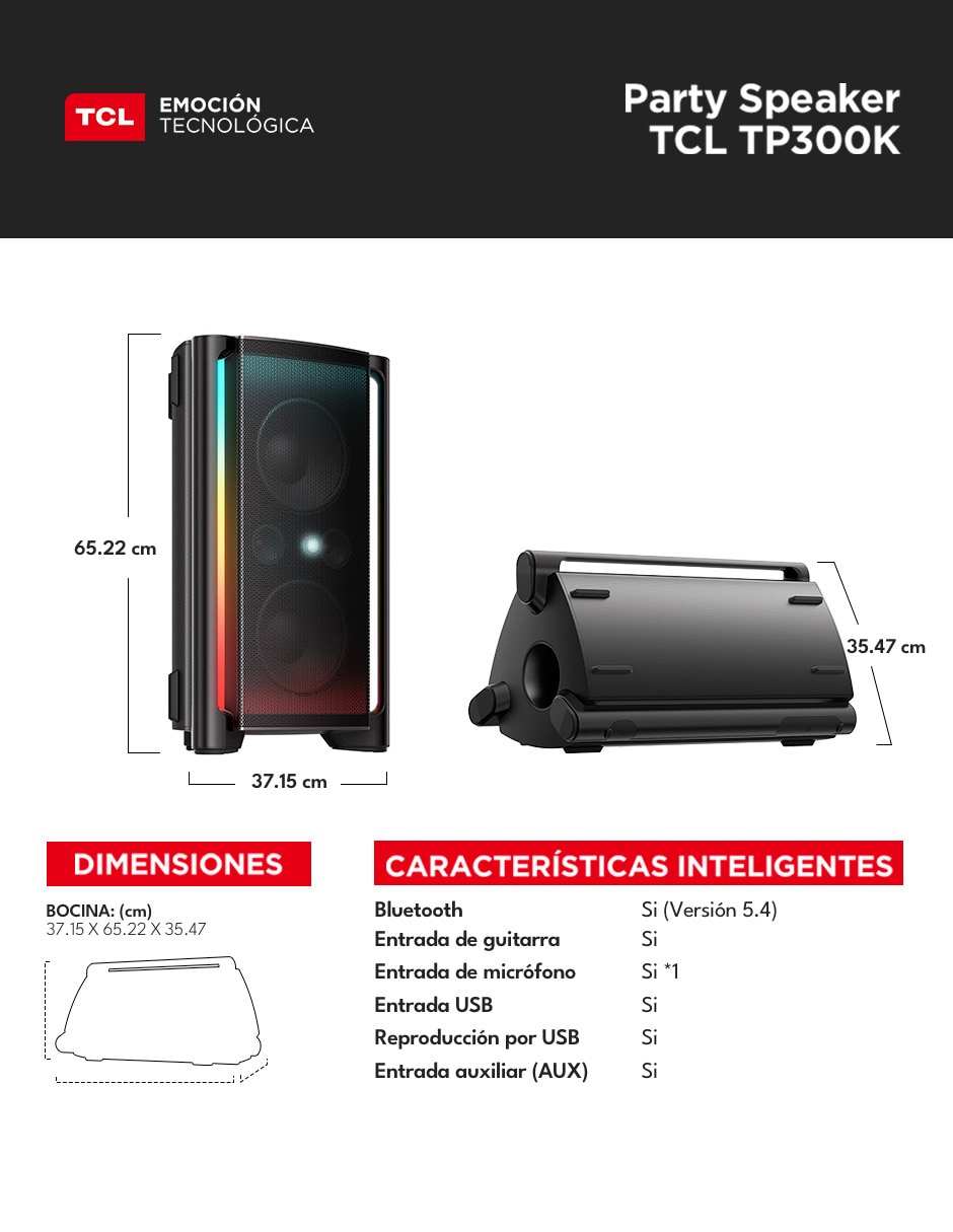 Bocina portátil TP300K alámbrica e inalámbrica 9