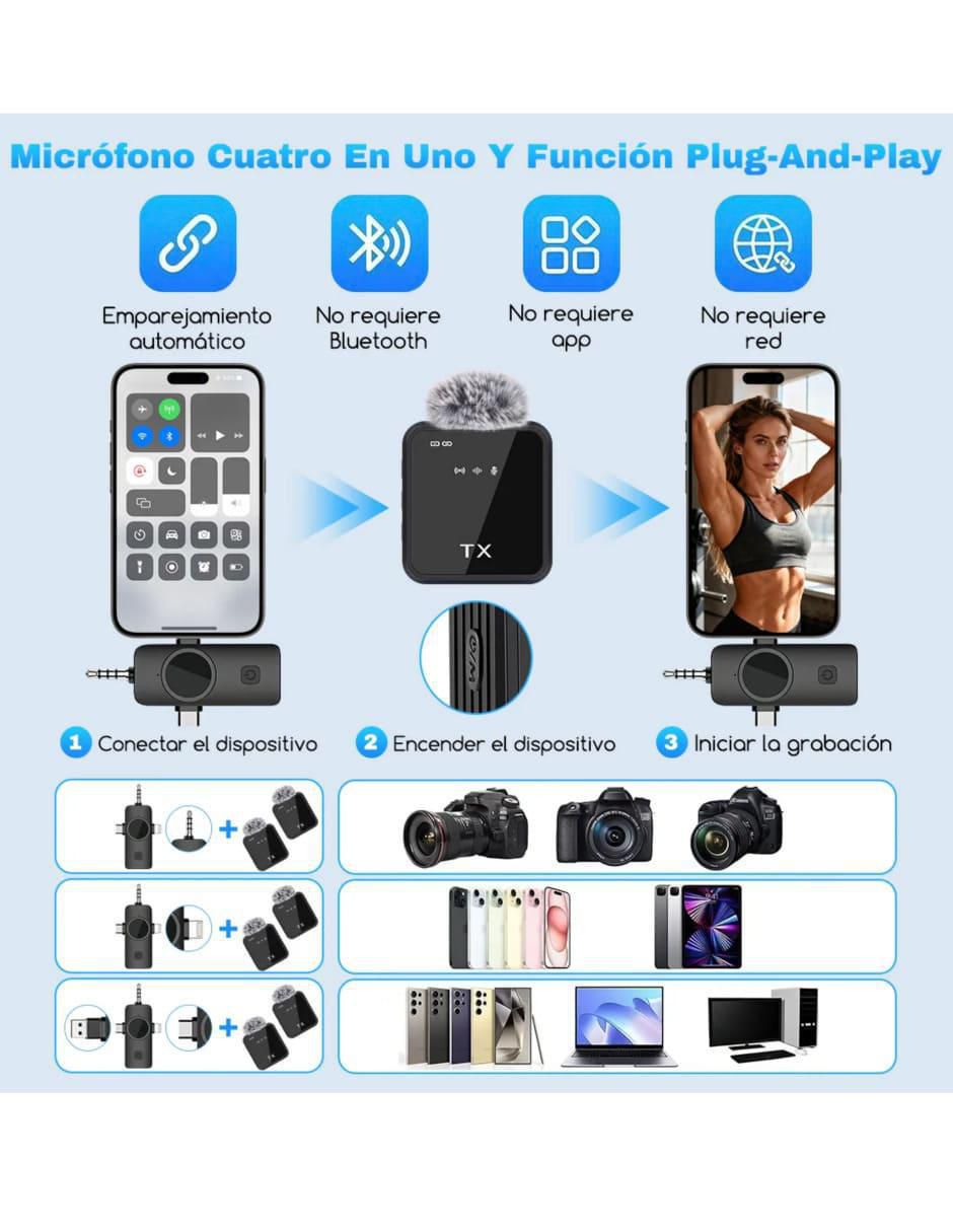 Set micrófono estéreo lavalier inalámbrico 2