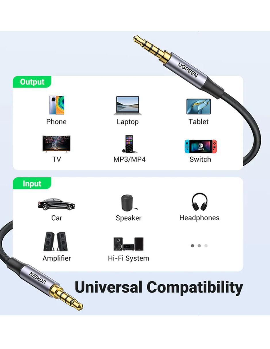 Cable auxiliar 3.5 mm a tipo auxiliar 3.5 mm de 2 m 3