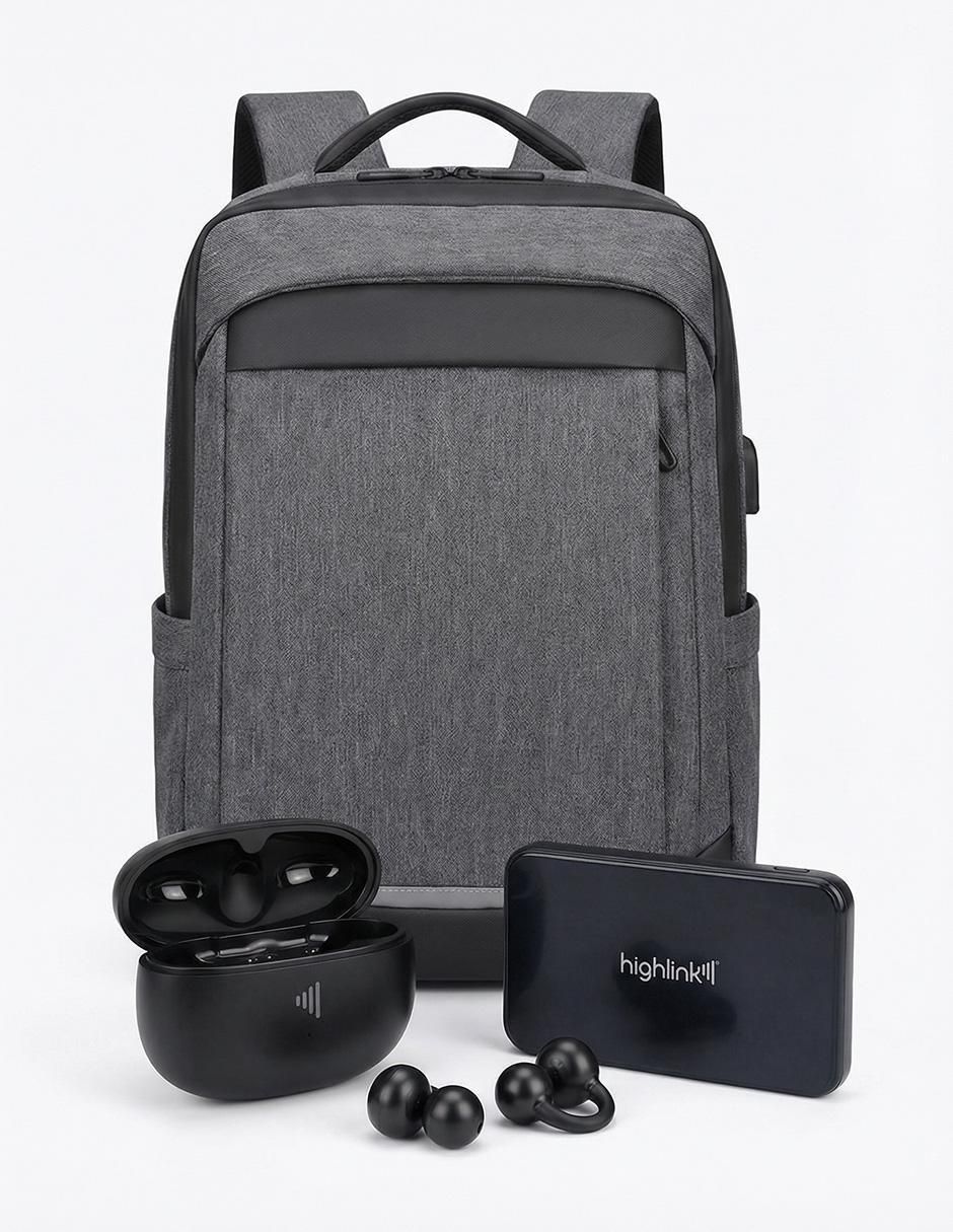 Set de audífonos Ultrafree, Backpack y Powerbank inalámbricos con