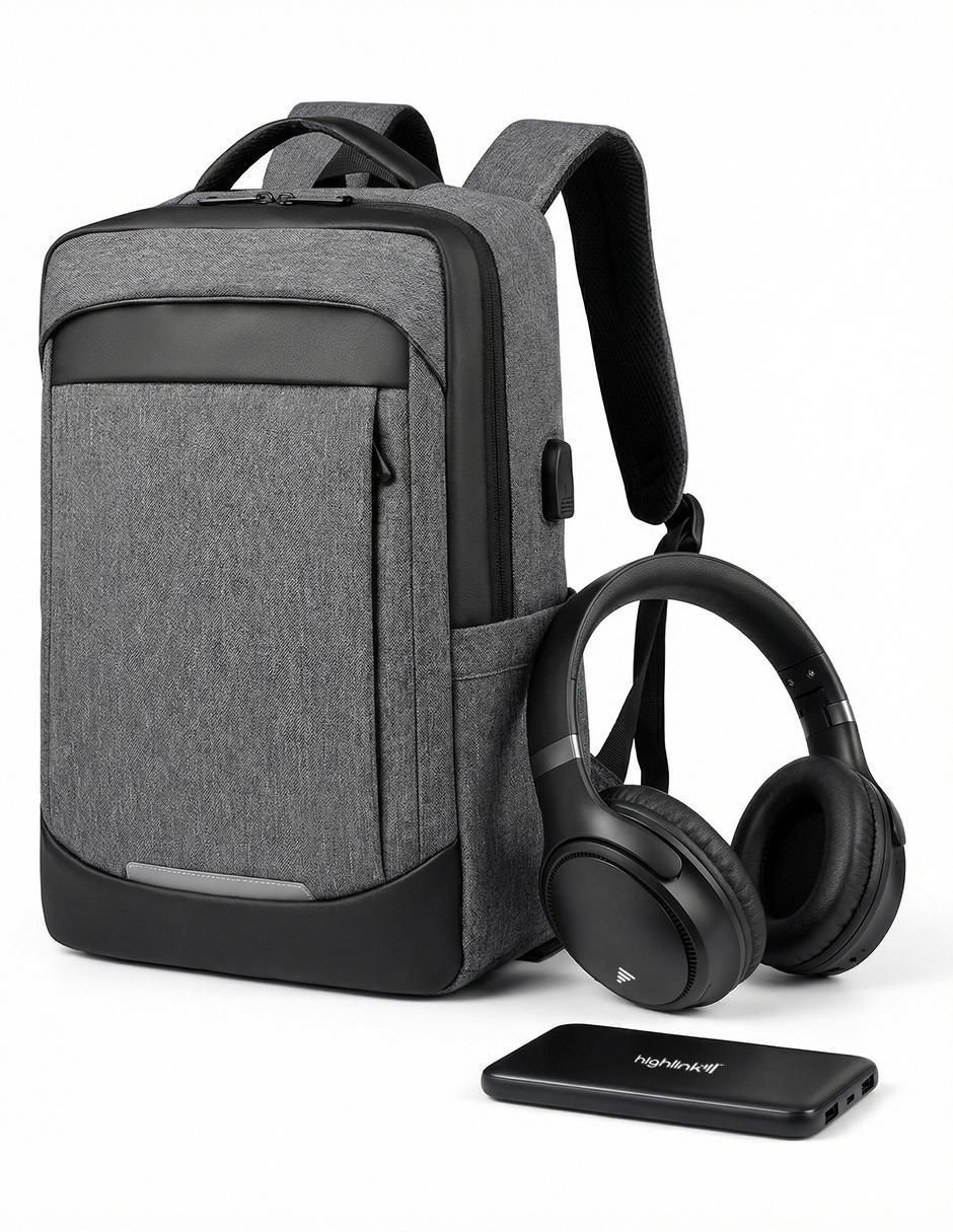 Set de audífonos Linkpro, Backpack y Powerbank inalámbrico con cancelación de ruido 3