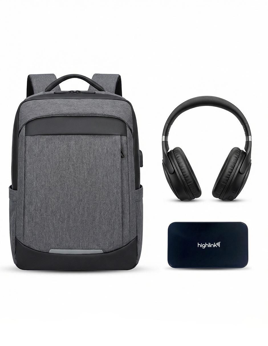 Set de audífonos Linkpro, Backpack y Powerbank inalámbrico con cancelación de ruido 5